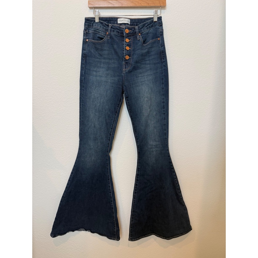 Articles of Society High Rise Flare Jeans Dark Wash Button Fly Sz 28 Bell Bottom